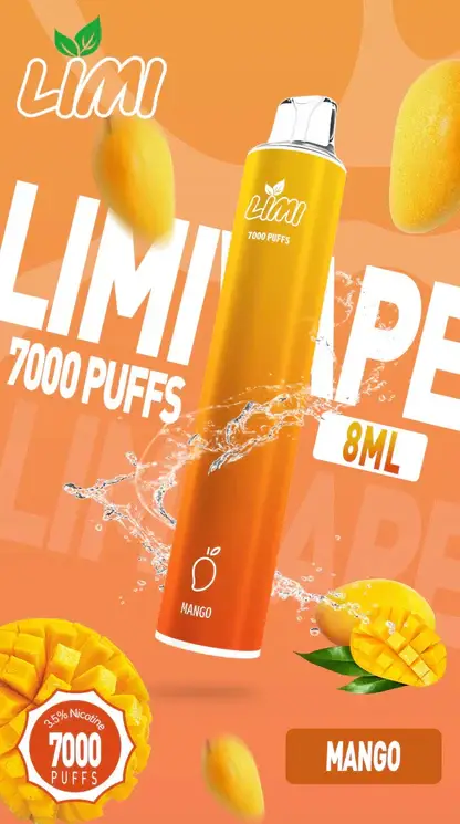 LIMI 7000口拋棄式電子煙｜主打極致冰爽層次與強勁擊喉感｜適合偏好強烈擊喉體感與沁涼風味的玩家