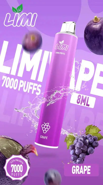 LIMI 7000口拋棄式電子煙｜主打極致冰爽層次與強勁擊喉感｜適合偏好強烈擊喉體感與沁涼風味的玩家