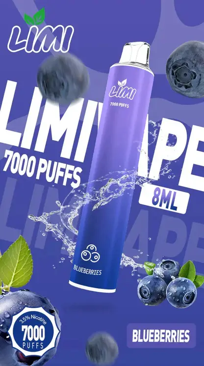 LIMI 7000口拋棄式電子煙｜主打極致冰爽層次與強勁擊喉感｜適合偏好強烈擊喉體感與沁涼風味的玩家