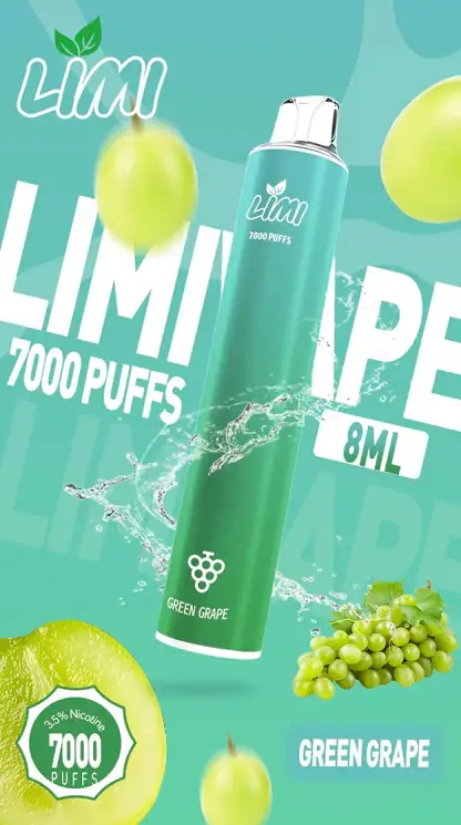 LIMI 7000口拋棄式電子煙｜主打極致冰爽層次與強勁擊喉感｜適合偏好強烈擊喉體感與沁涼風味的玩家